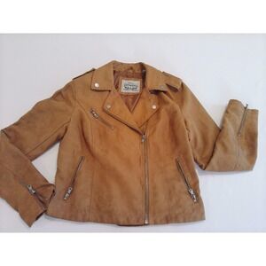 Levi's‎ Womens Tan Faux Suede Moto Biker Jacket Zip Medium